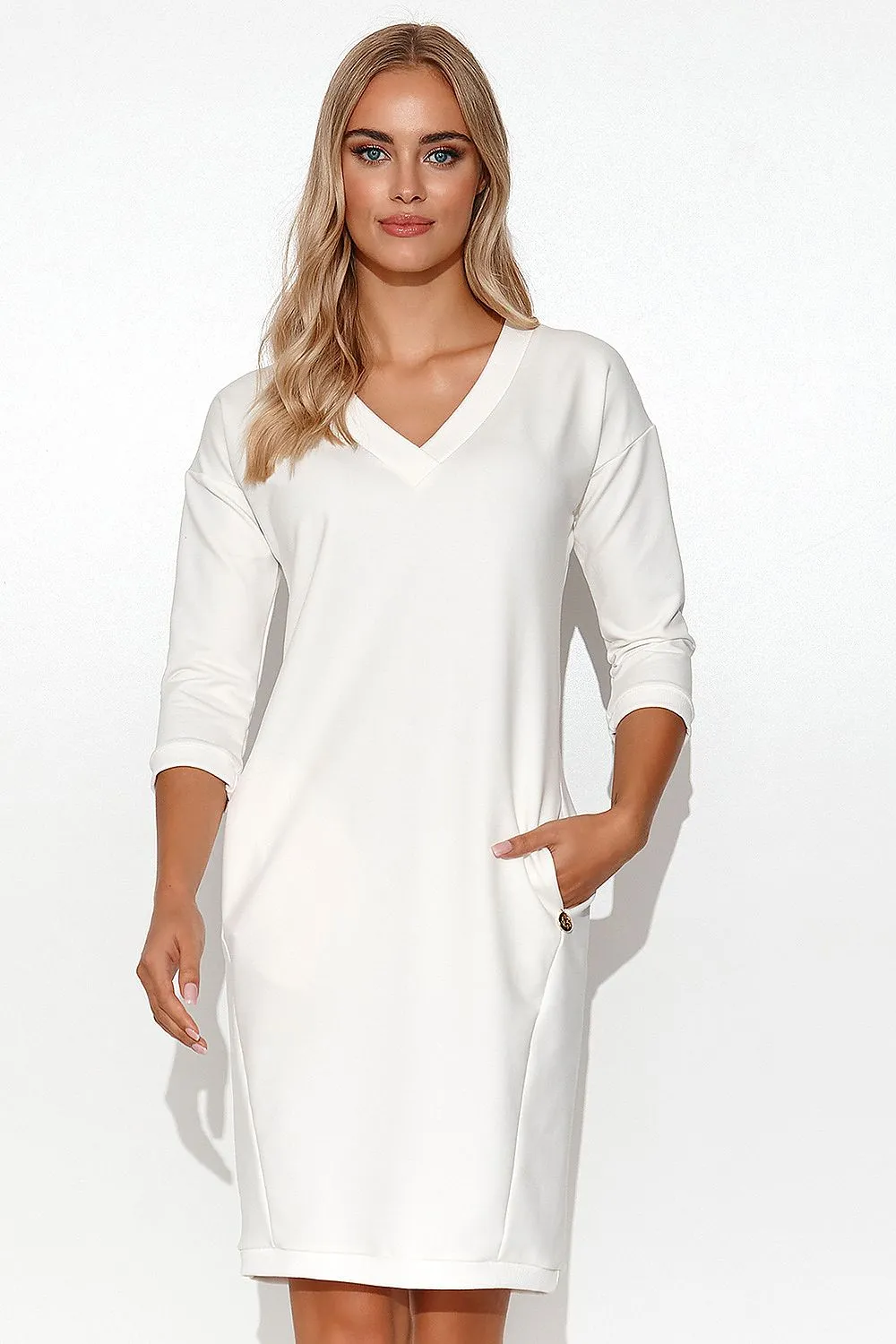 Elegant Deep V-Neck Midi Dress