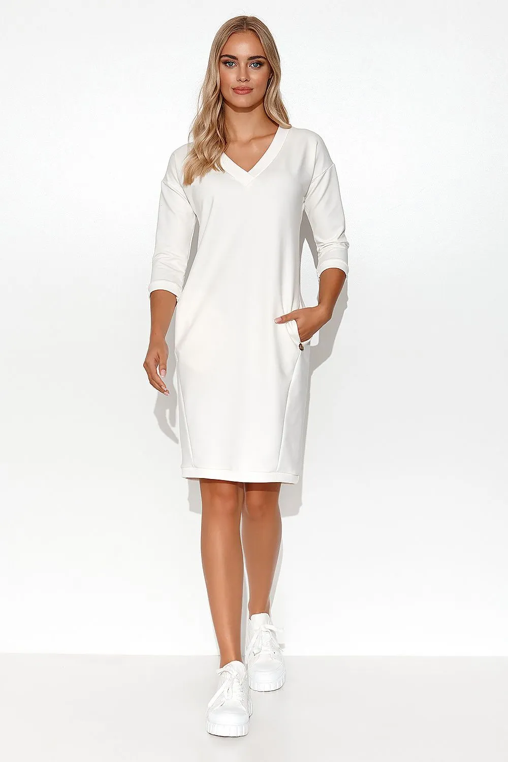 Elegant Deep V-Neck Midi Dress