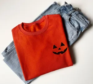 Embroidered Jack O Lantern Orange Pumpkin Sweatshirt