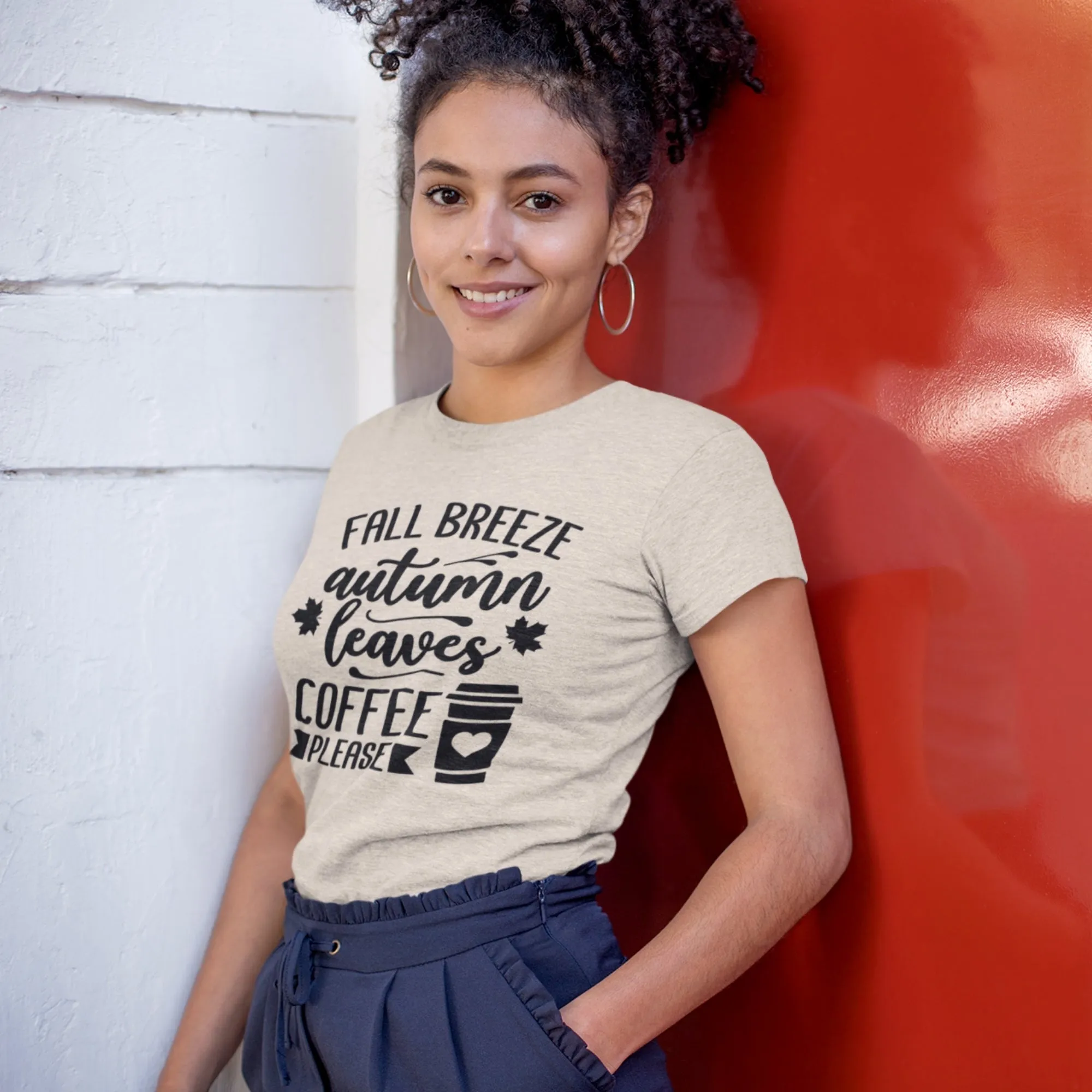 Fall Breeze Autumn Leaves Coffee Please T-Shirt