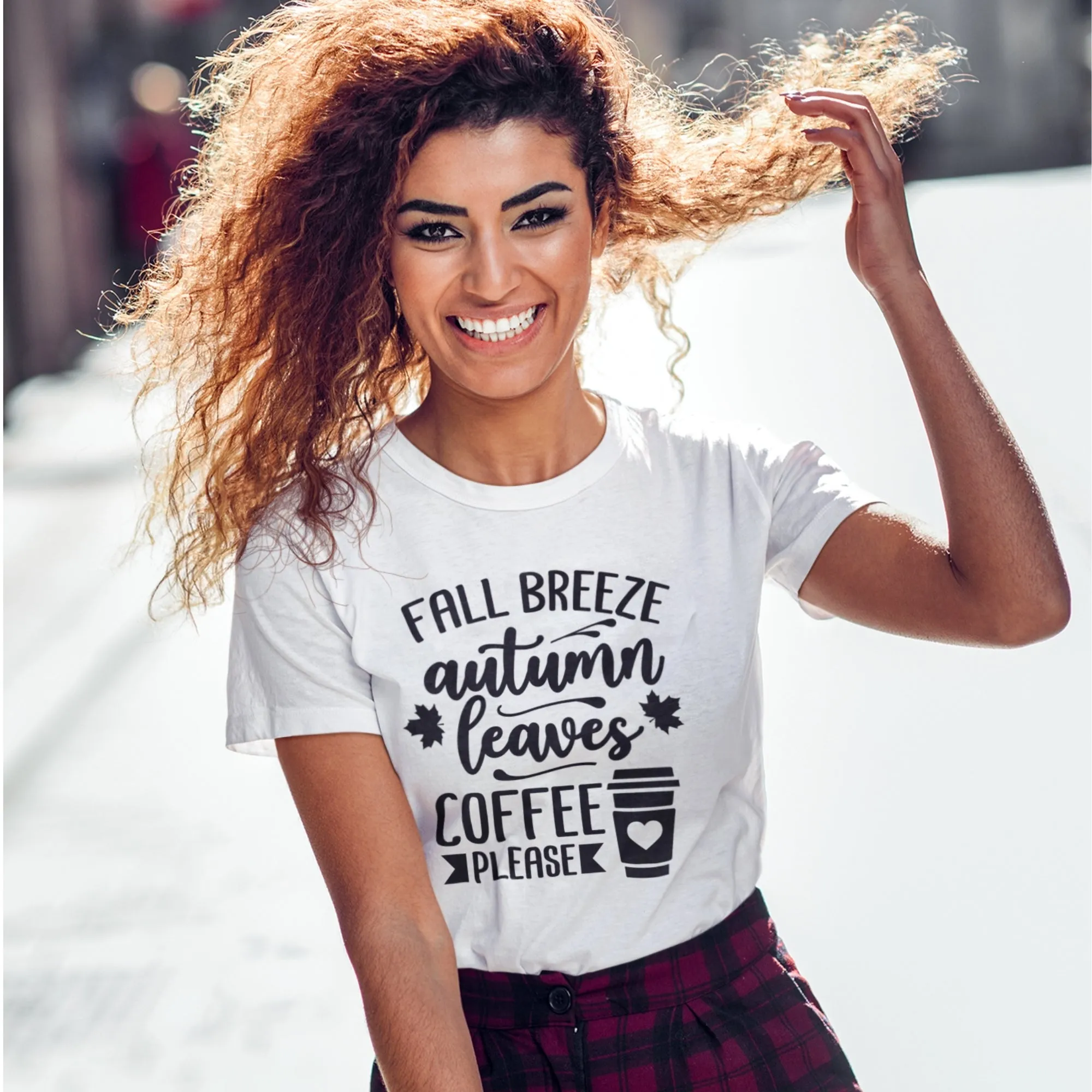Fall Breeze Autumn Leaves Coffee Please T-Shirt