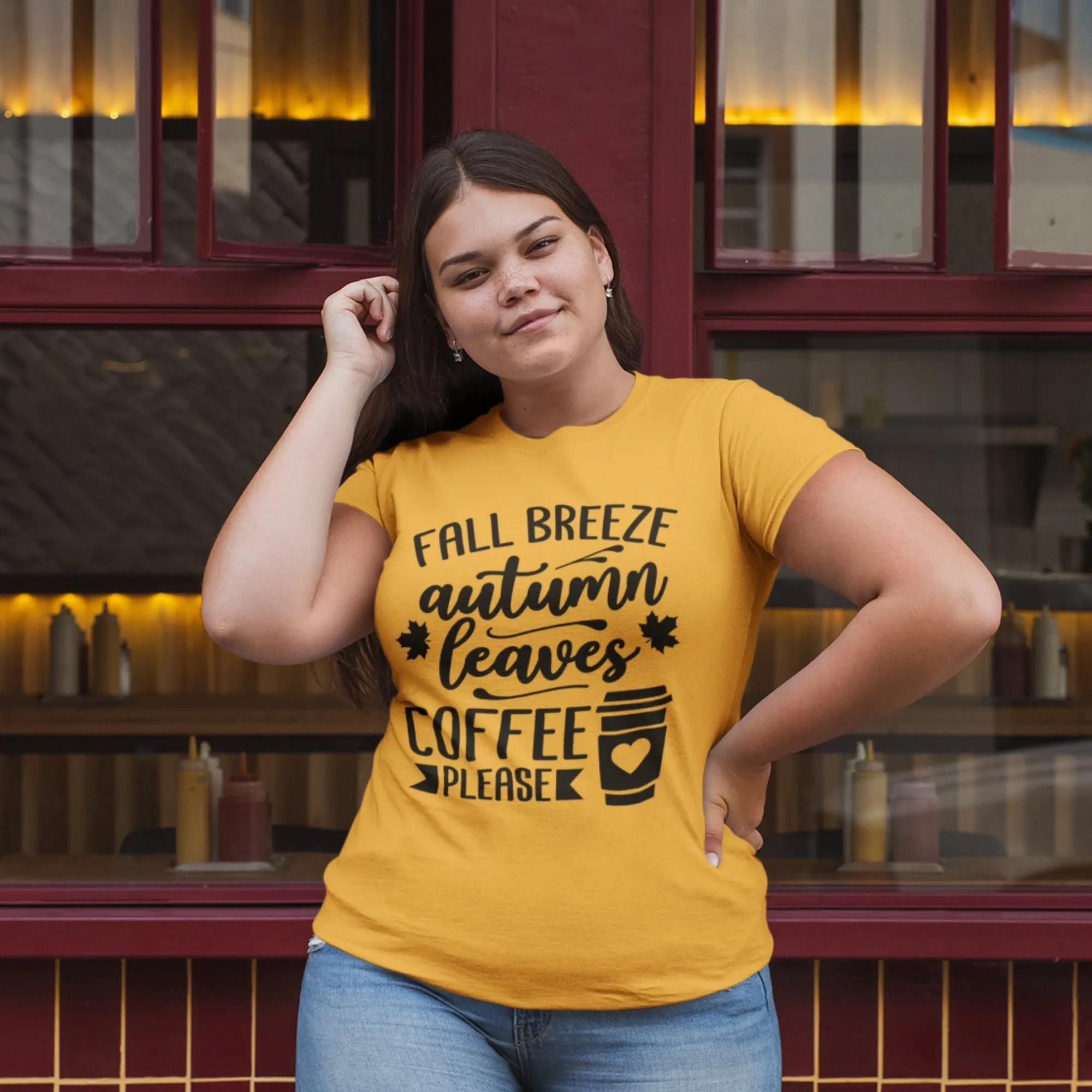 Fall Breeze Autumn Leaves Coffee Please T-Shirt