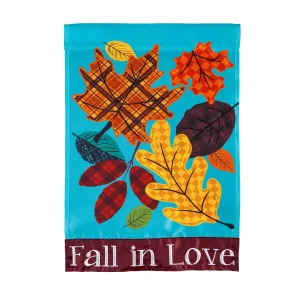 Fall in Love Plaid Leaves Garden Applique Flag,169167sa