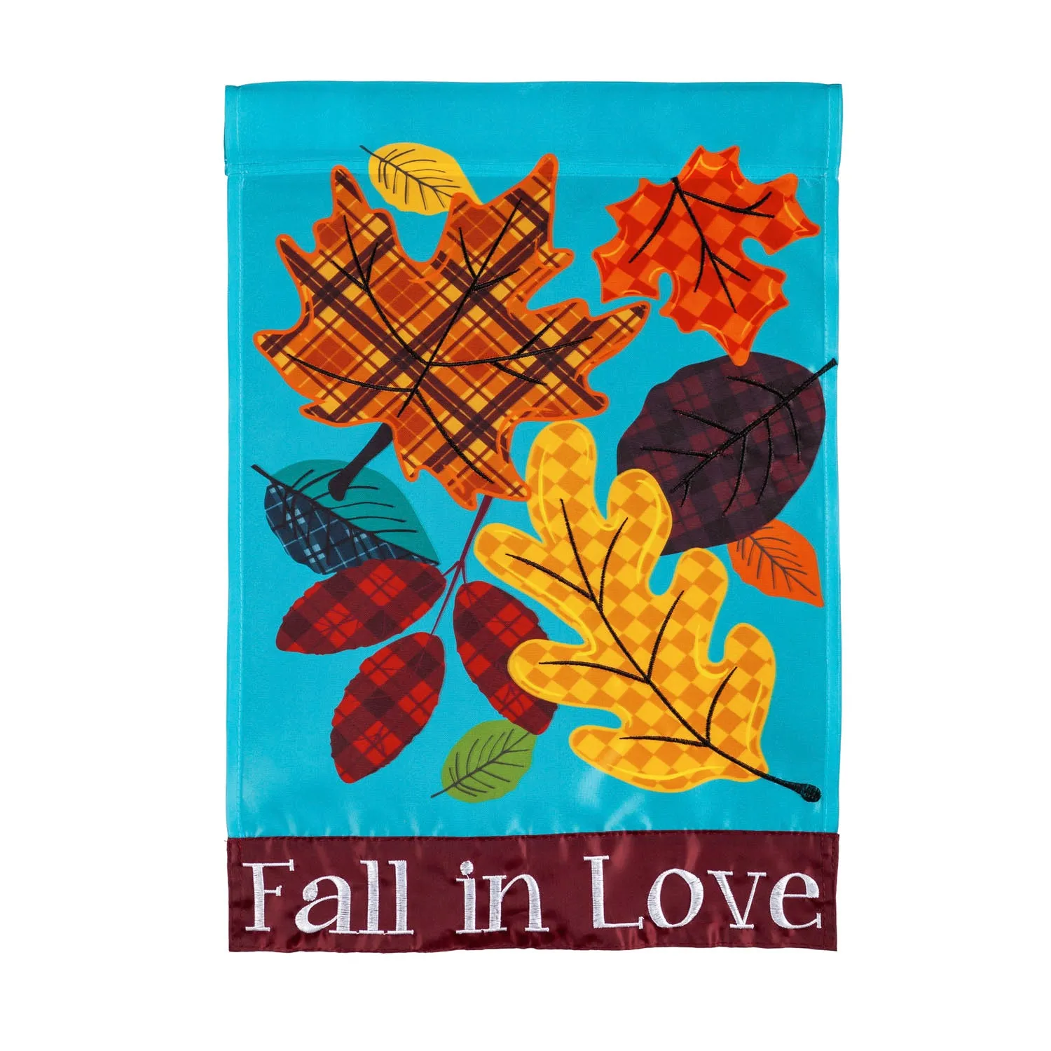 Fall in Love Plaid Leaves Garden Applique Flag,169167sa