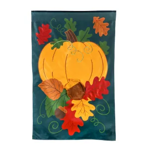 Fall Pumpkin and Leaves House Applique Flag,159174sa