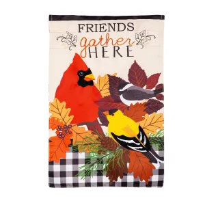 Fall Songbirds Gather Garden Applique Flag,169175