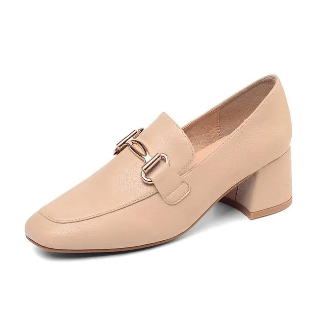 Fashion Women High Heel Shoes Office Metal Decoration Women Pumps Quality Fashion Slip on Concise New