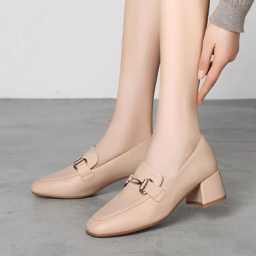 Fashion Women High Heel Shoes Office Metal Decoration Women Pumps Quality Fashion Slip on Concise New