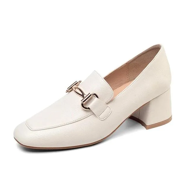 Fashion Women High Heel Shoes Office Metal Decoration Women Pumps Quality Fashion Slip on Concise New