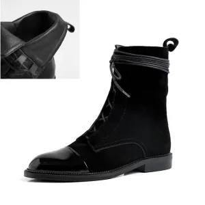 Fashion Women Martin Boots Genuine Leather Lace Up Ladies Ankle Boots Handmade Soft Leather Autumn Basic Shoes Woman