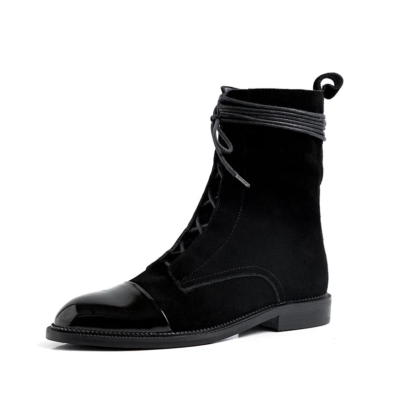 Fashion Women Martin Boots Genuine Leather Lace Up Ladies Ankle Boots Handmade Soft Leather Autumn Basic Shoes Woman
