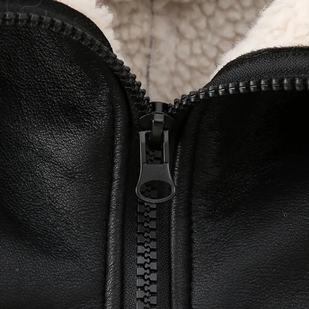 Faux Leather Jacket – Shearling Lined – Winter Street Style