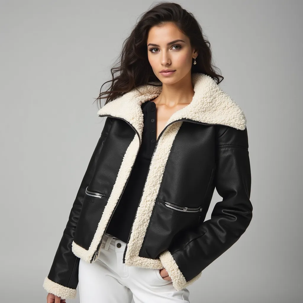 Faux Leather Jacket – Shearling Lined – Winter Street Style