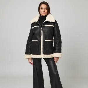 Faux Leather Jacket – Shearling Lined – Winter Street Style