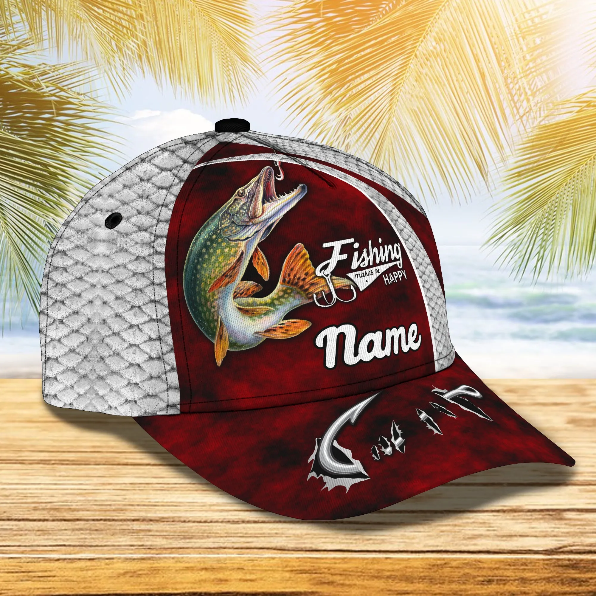 Fishaholic Northern Pike Fishing 10 - Personalize Name Cap  - Loop - Ntp-167