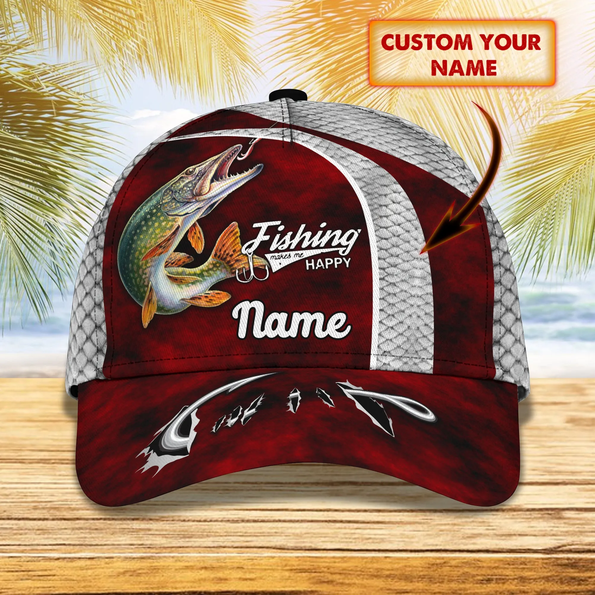 Fishaholic Northern Pike Fishing 10 - Personalize Name Cap  - Loop - Ntp-167