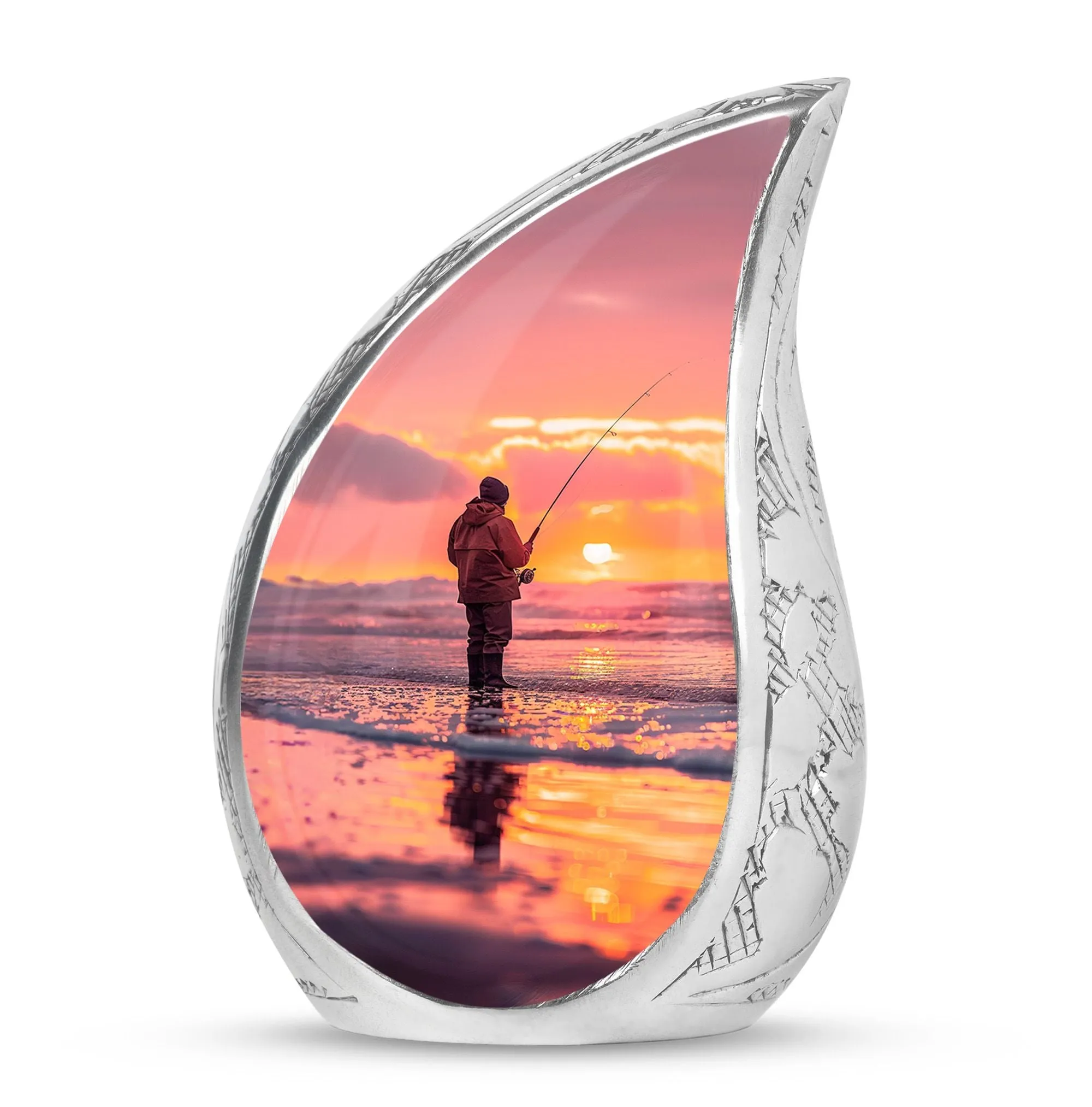 Fishing Personal Urn Large Funeral, Ashes Urn For Ashes
