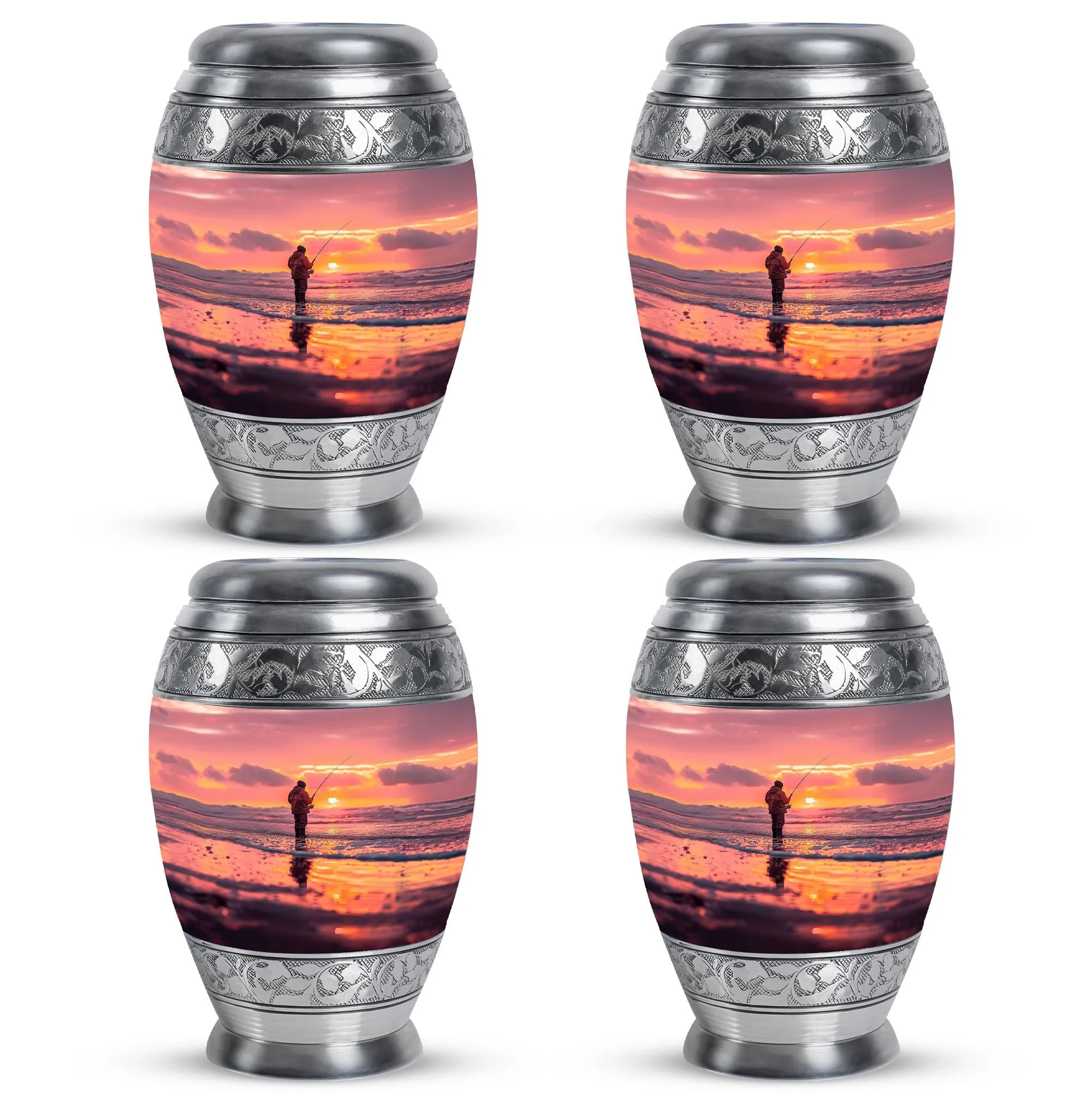 Fishing Personal Urn Large Funeral, Ashes Urn For Ashes