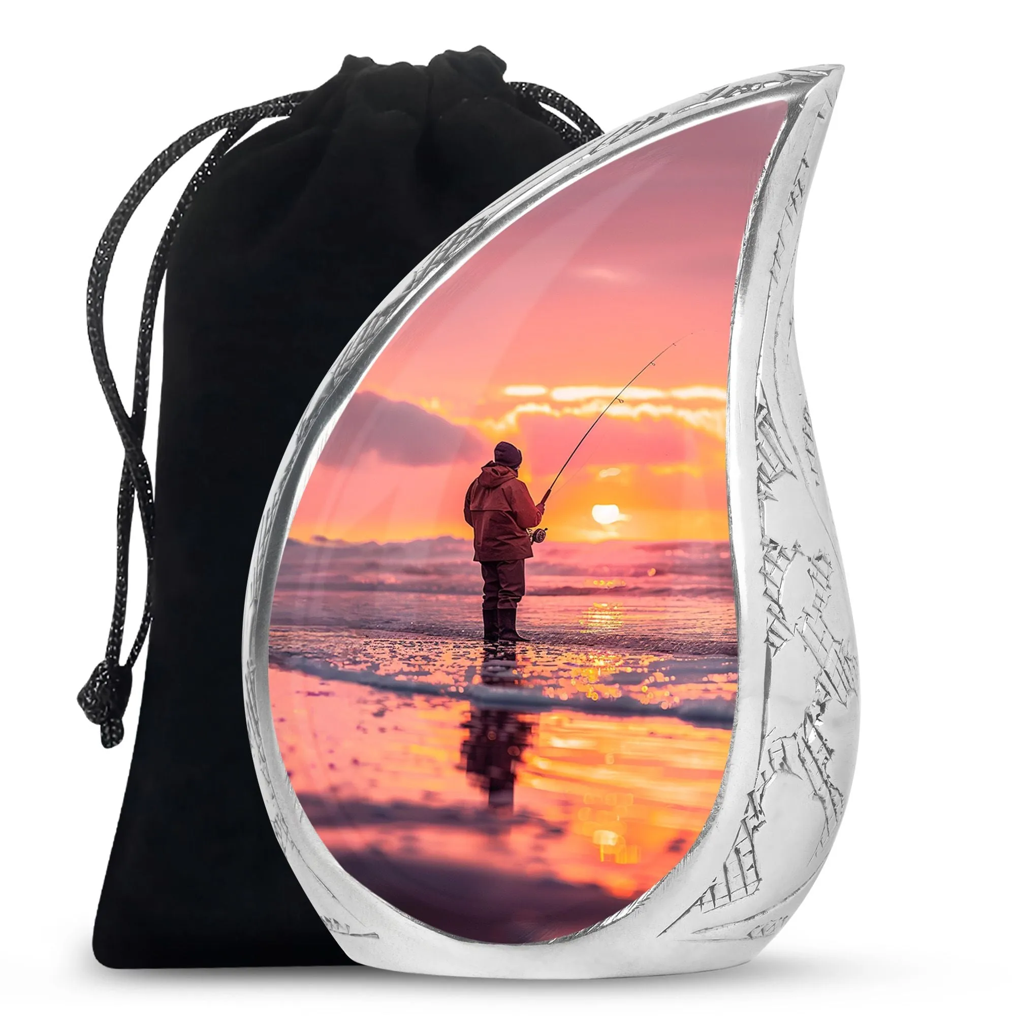 Fishing Personal Urn Large Funeral, Ashes Urn For Ashes