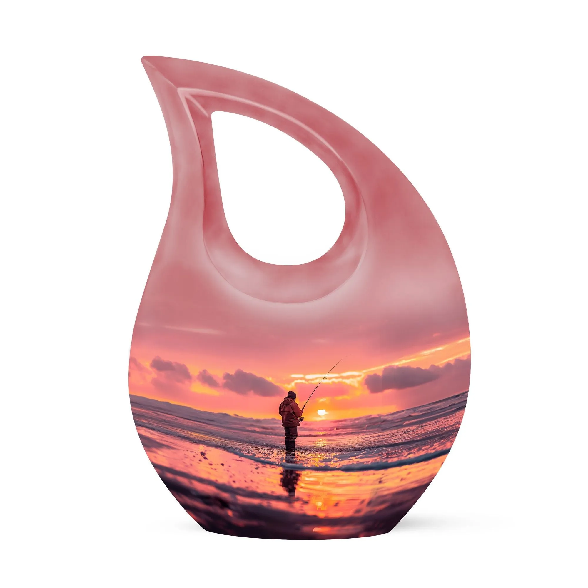 Fishing Personal Urn Large Funeral, Ashes Urn For Ashes