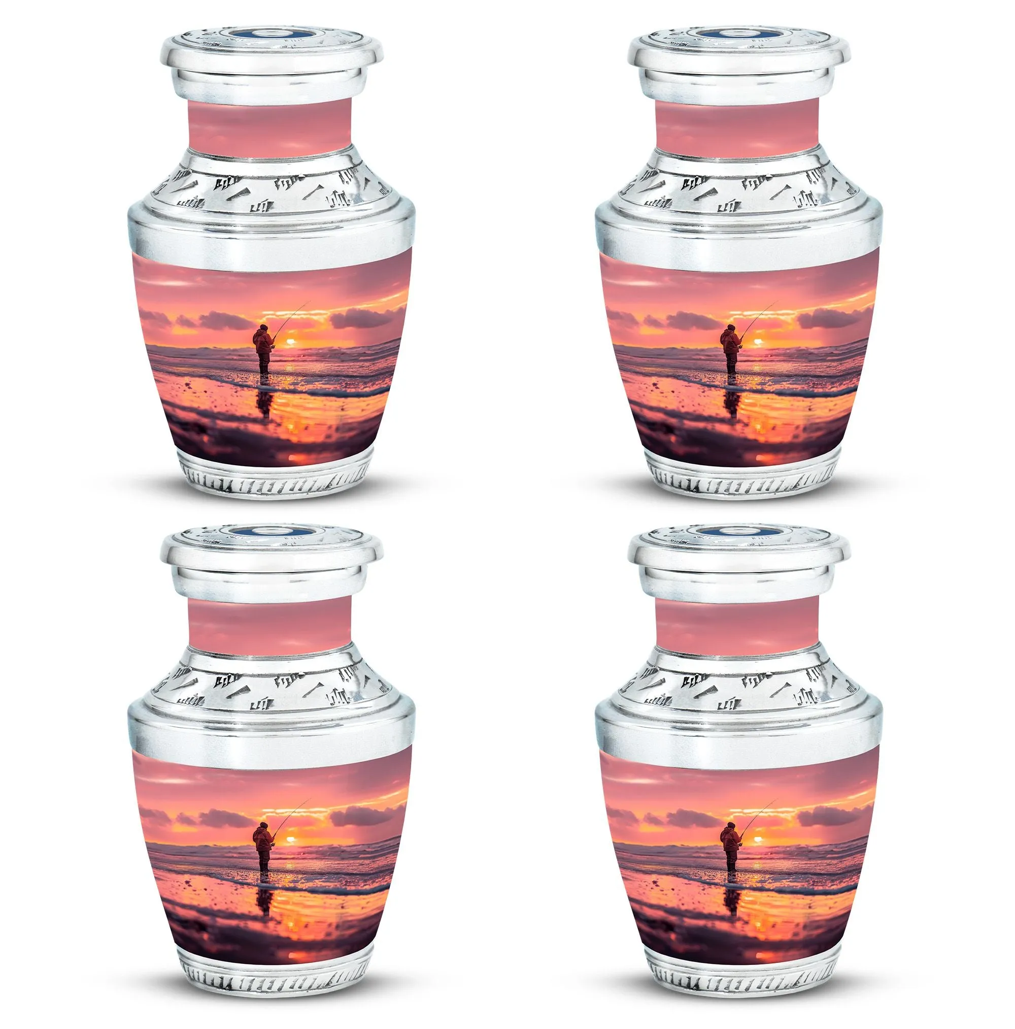 Fishing Personal Urn Large Funeral, Ashes Urn For Ashes
