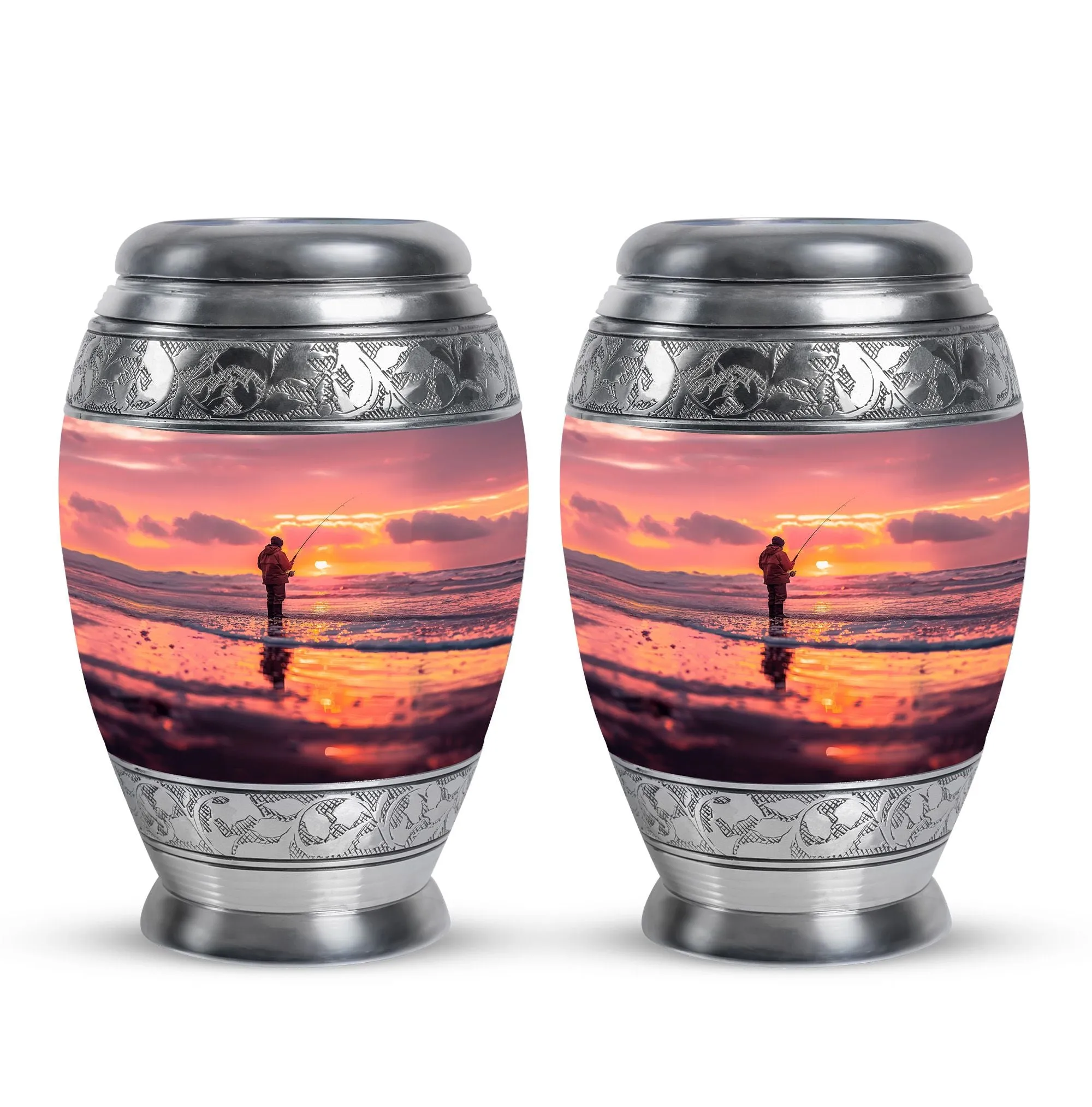 Fishing Personal Urn Large Funeral, Ashes Urn For Ashes