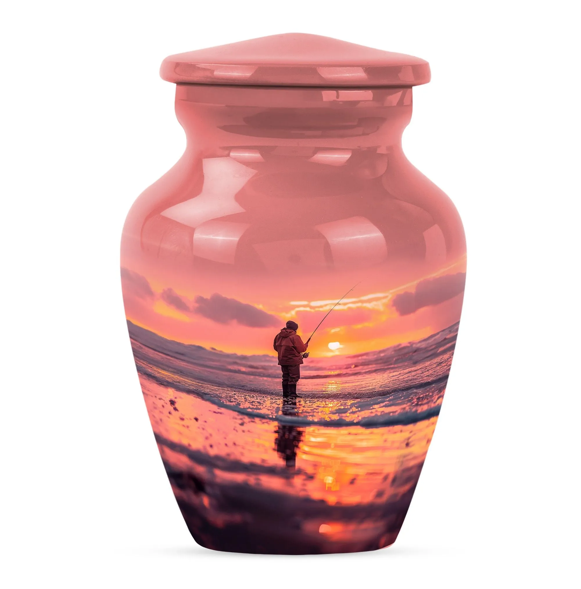 Fishing Personal Urn Large Funeral, Ashes Urn For Ashes
