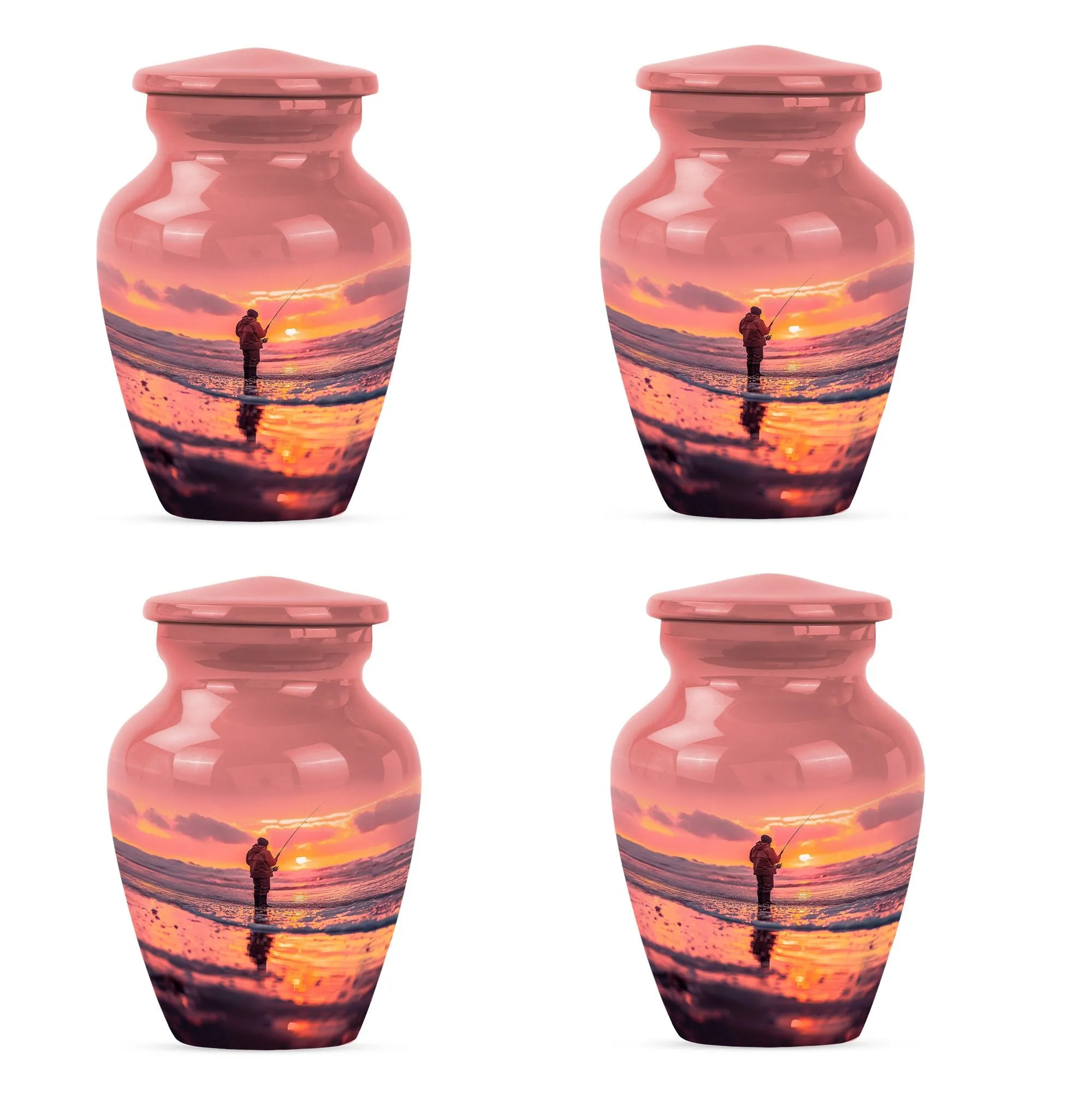 Fishing Personal Urn Large Funeral, Ashes Urn For Ashes