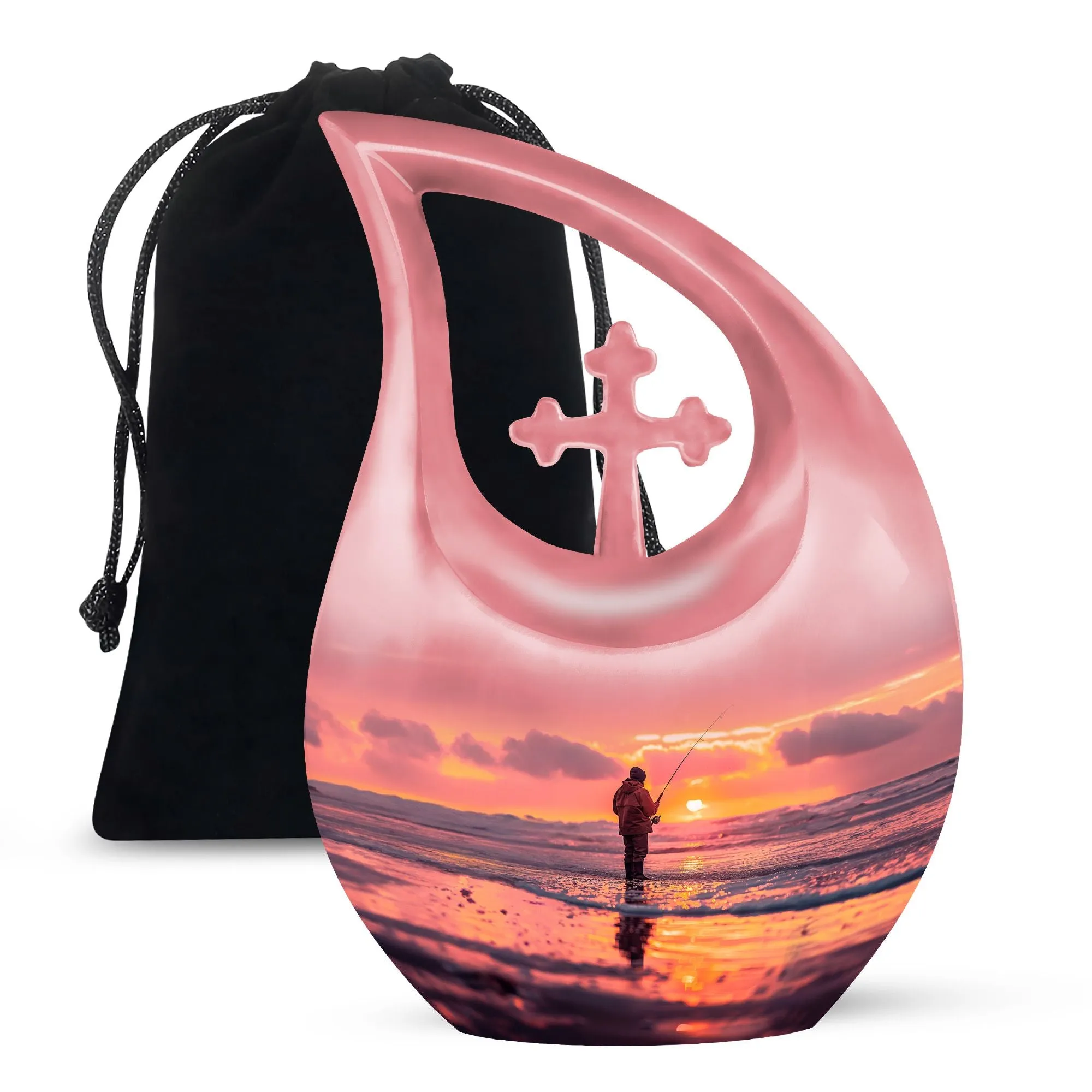 Fishing Personal Urn Large Funeral, Ashes Urn For Ashes