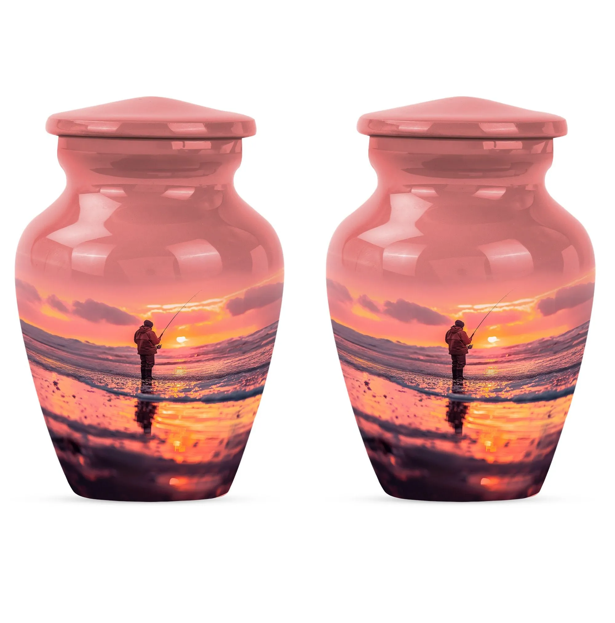 Fishing Personal Urn Large Funeral, Ashes Urn For Ashes