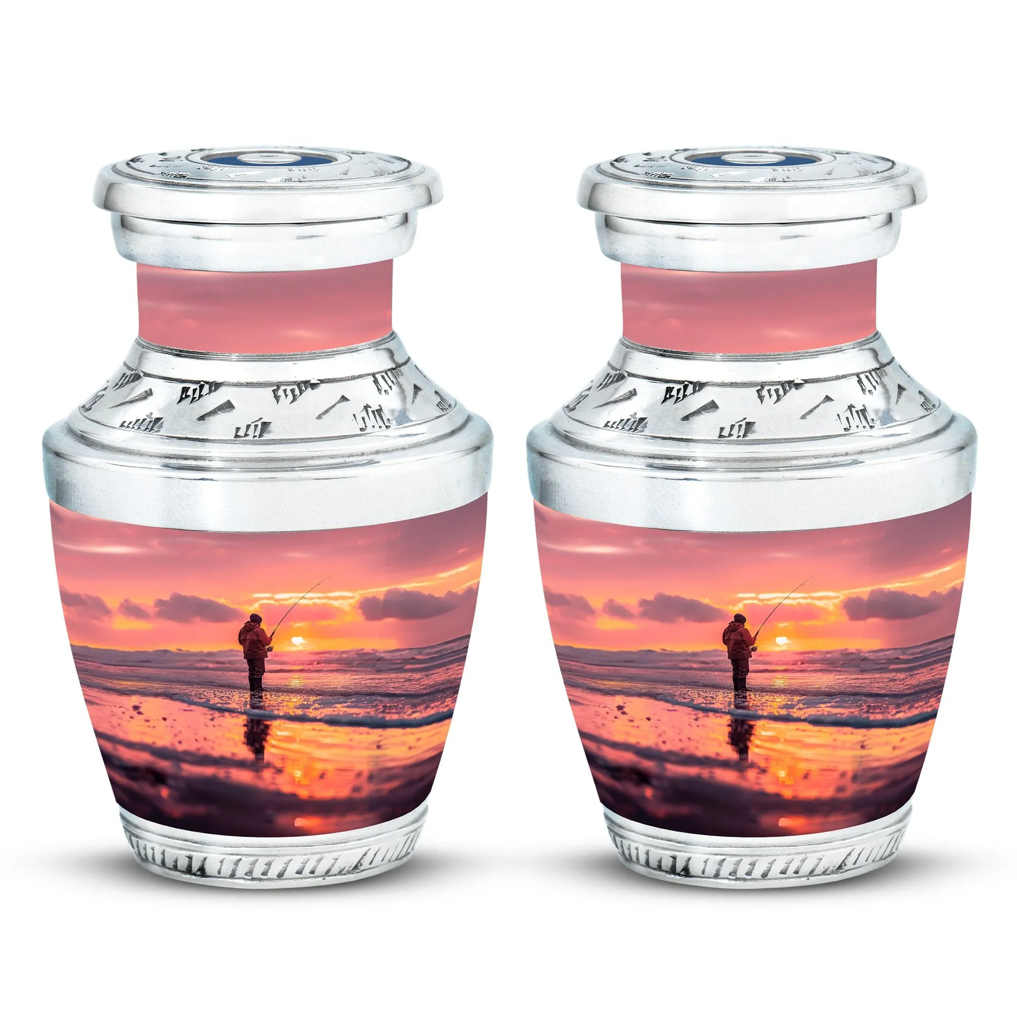 Fishing Personal Urn Large Funeral, Ashes Urn For Ashes