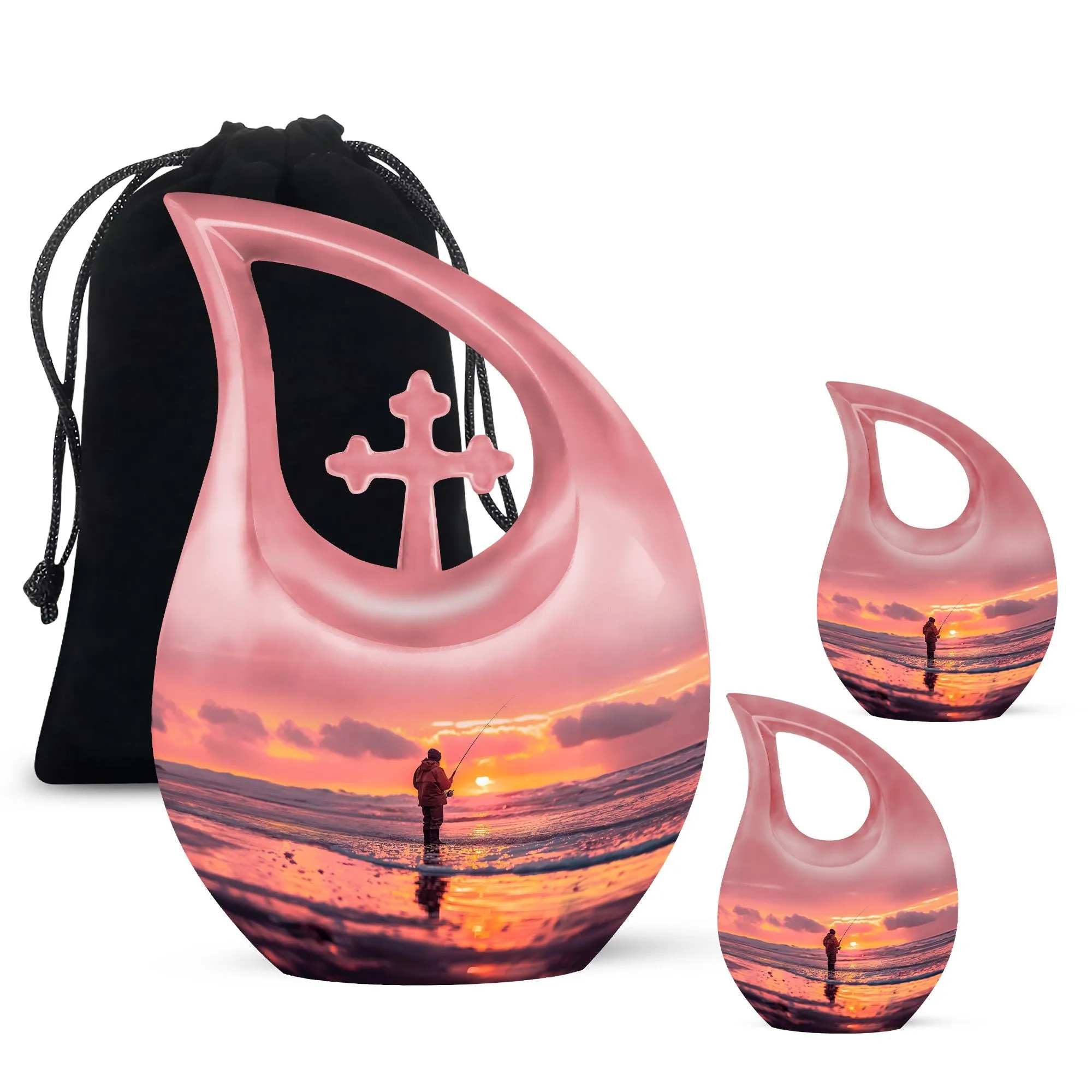 Fishing Personal Urn Large Funeral, Ashes Urn For Ashes