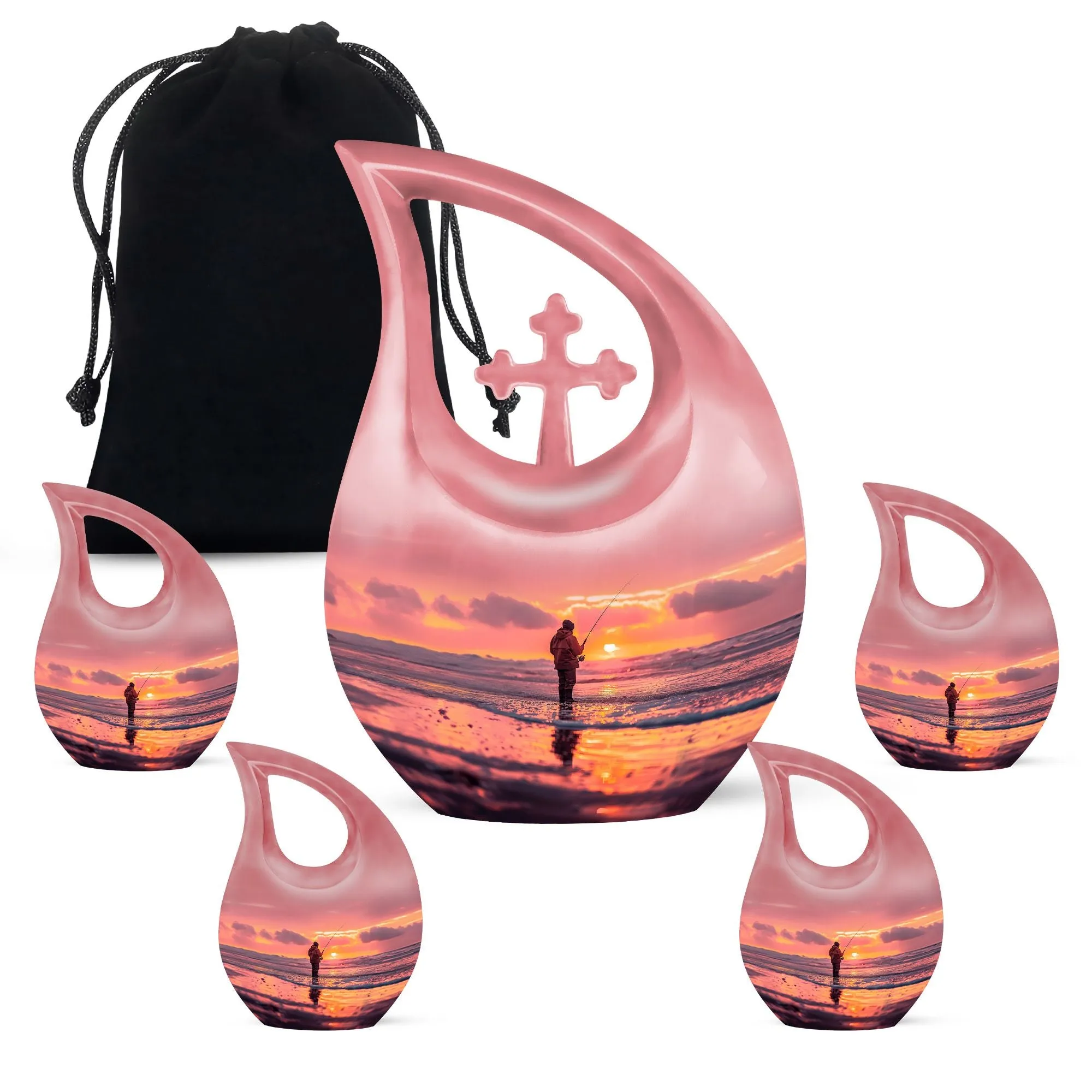 Fishing Personal Urn Large Funeral, Ashes Urn For Ashes