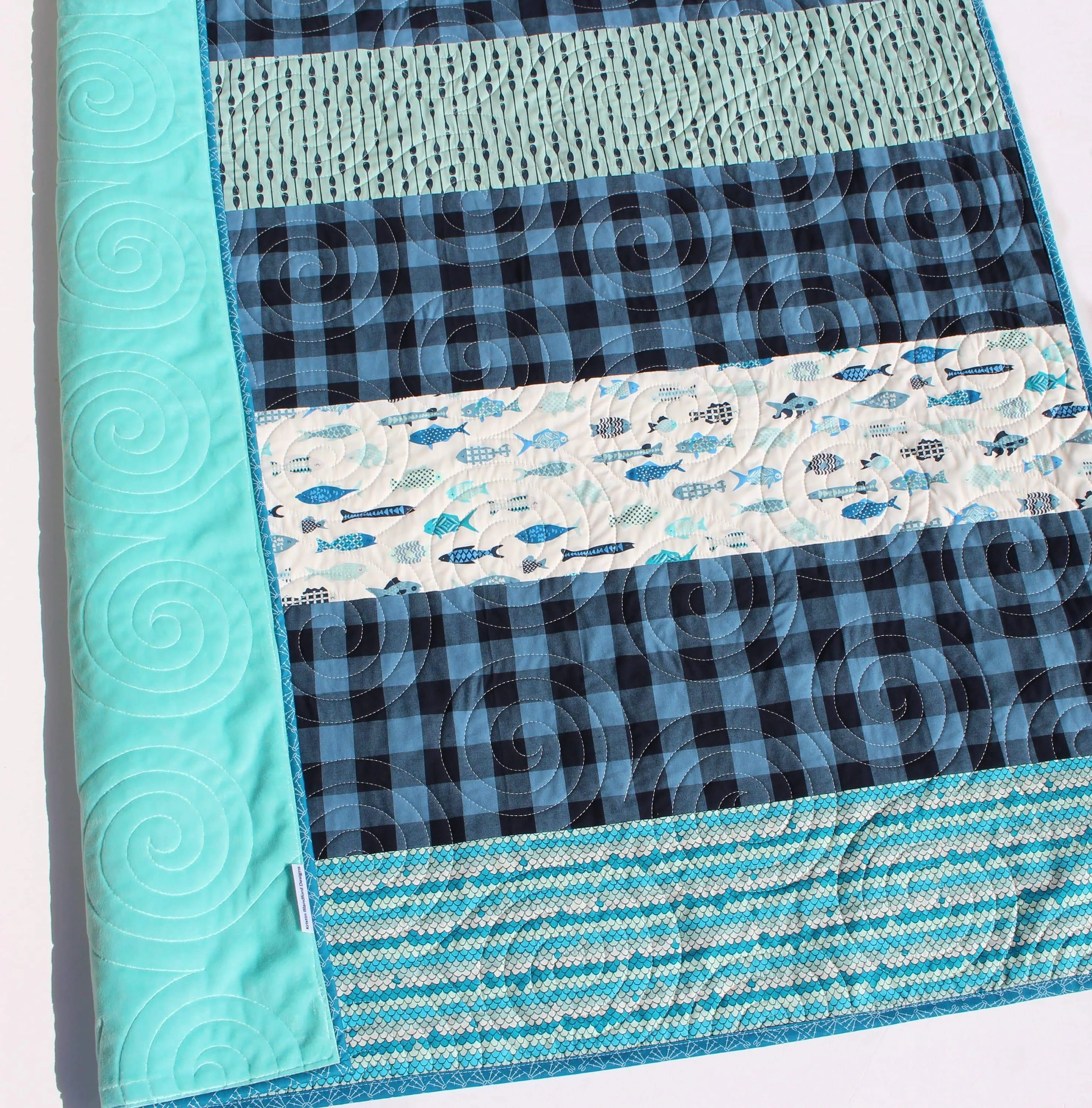 Fishing Quilt Kit Plaid Stripe Rustic Woodland Bedding Crib Blanket Quilting Project Baby Quilt Kit Toddler Size Minky Fish Plaid Strip