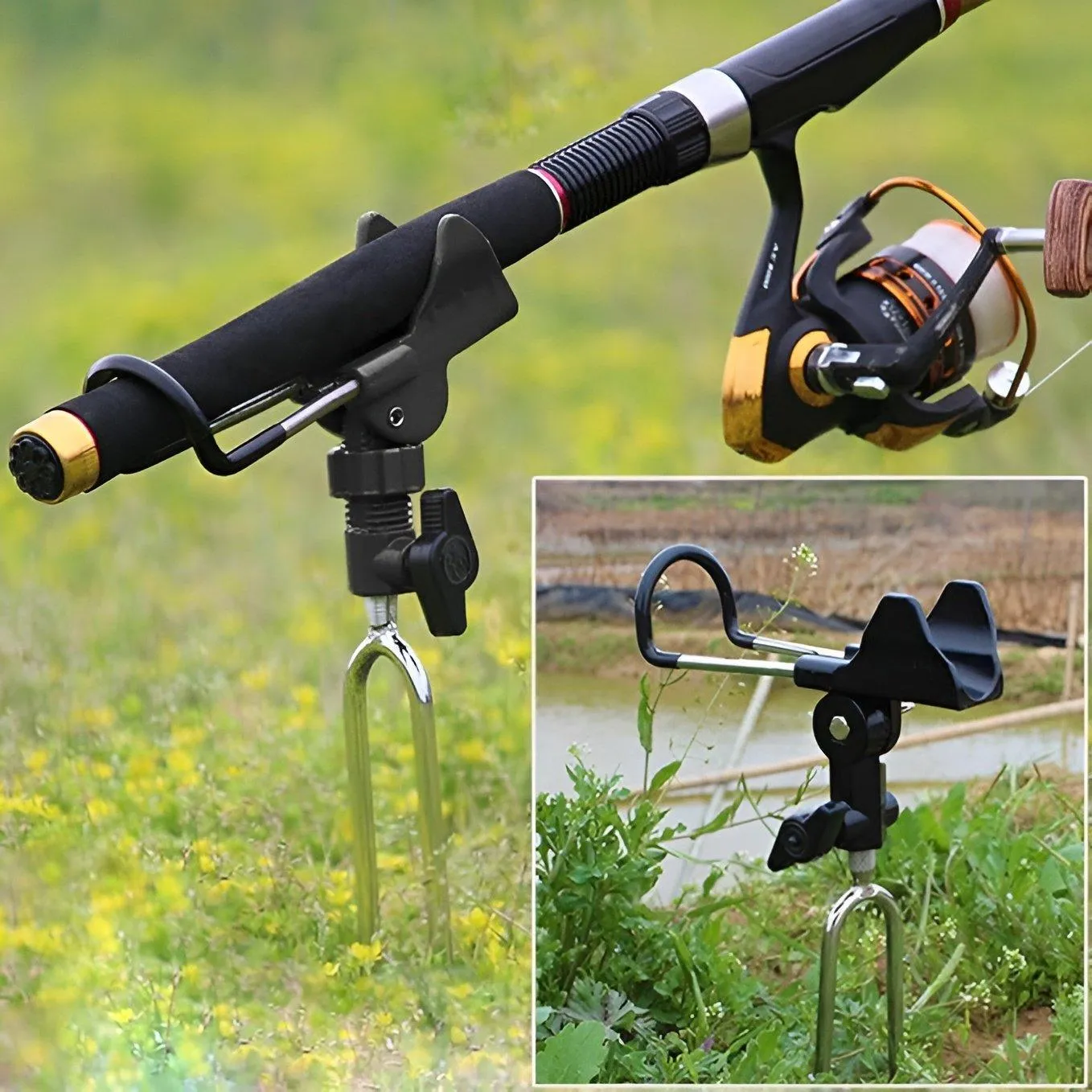 Fishing Rod Bracket Setter Pole Stand Hook Holder Rack Tip-Up Ground Fishing Rod