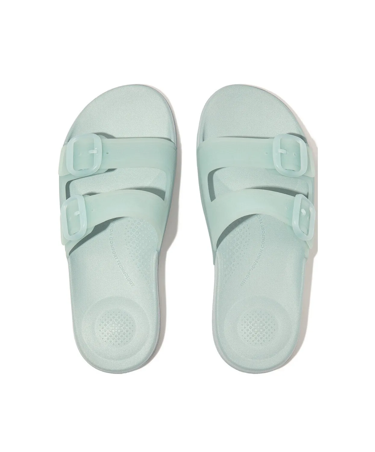 FitFlop iQushion Translucent Two Bar Buckle Slides Blue