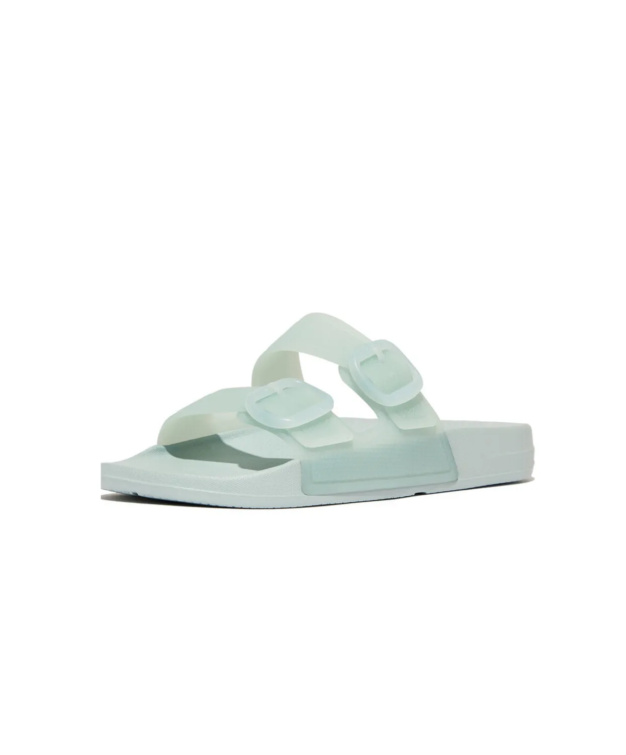 FitFlop iQushion Translucent Two Bar Buckle Slides Blue