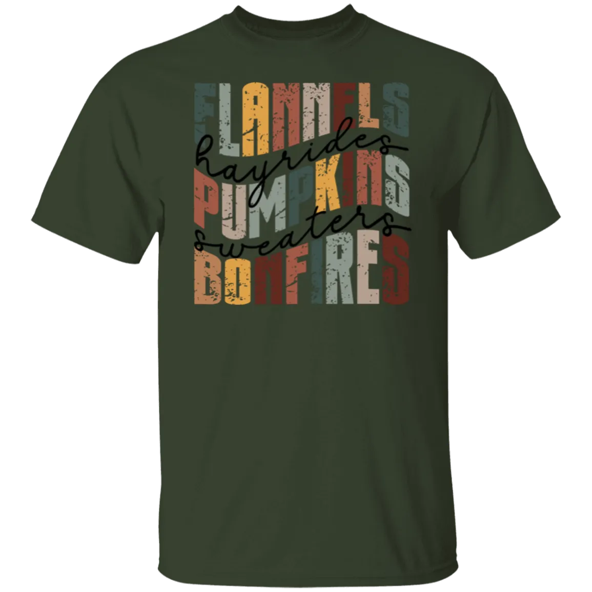 Flannels, Hayrides, and Bonfires Gildan T-Shirt – Embrace the Autumn Spirit!