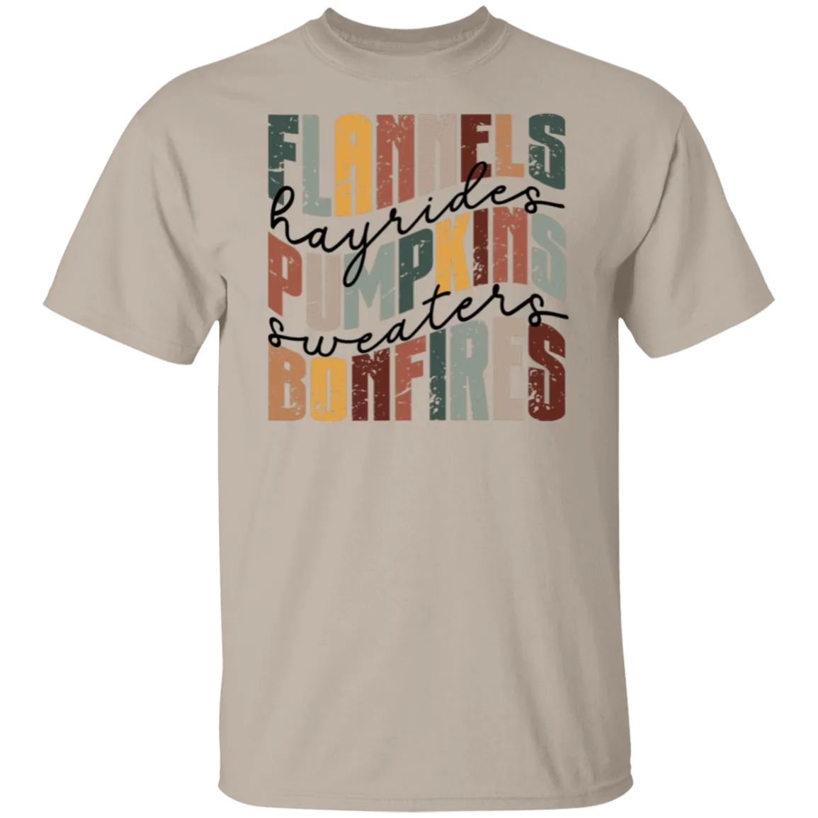 Flannels, Hayrides, and Bonfires Gildan T-Shirt – Embrace the Autumn Spirit!