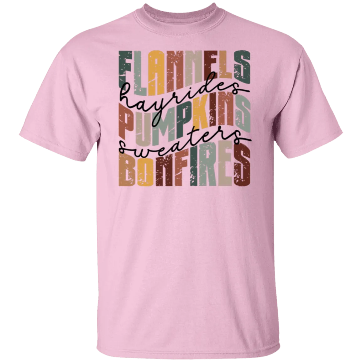 Flannels, Hayrides, and Bonfires Gildan T-Shirt – Embrace the Autumn Spirit!