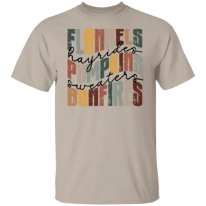 Flannels, Hayrides, and Bonfires Gildan T-Shirt – Embrace the Autumn Spirit!