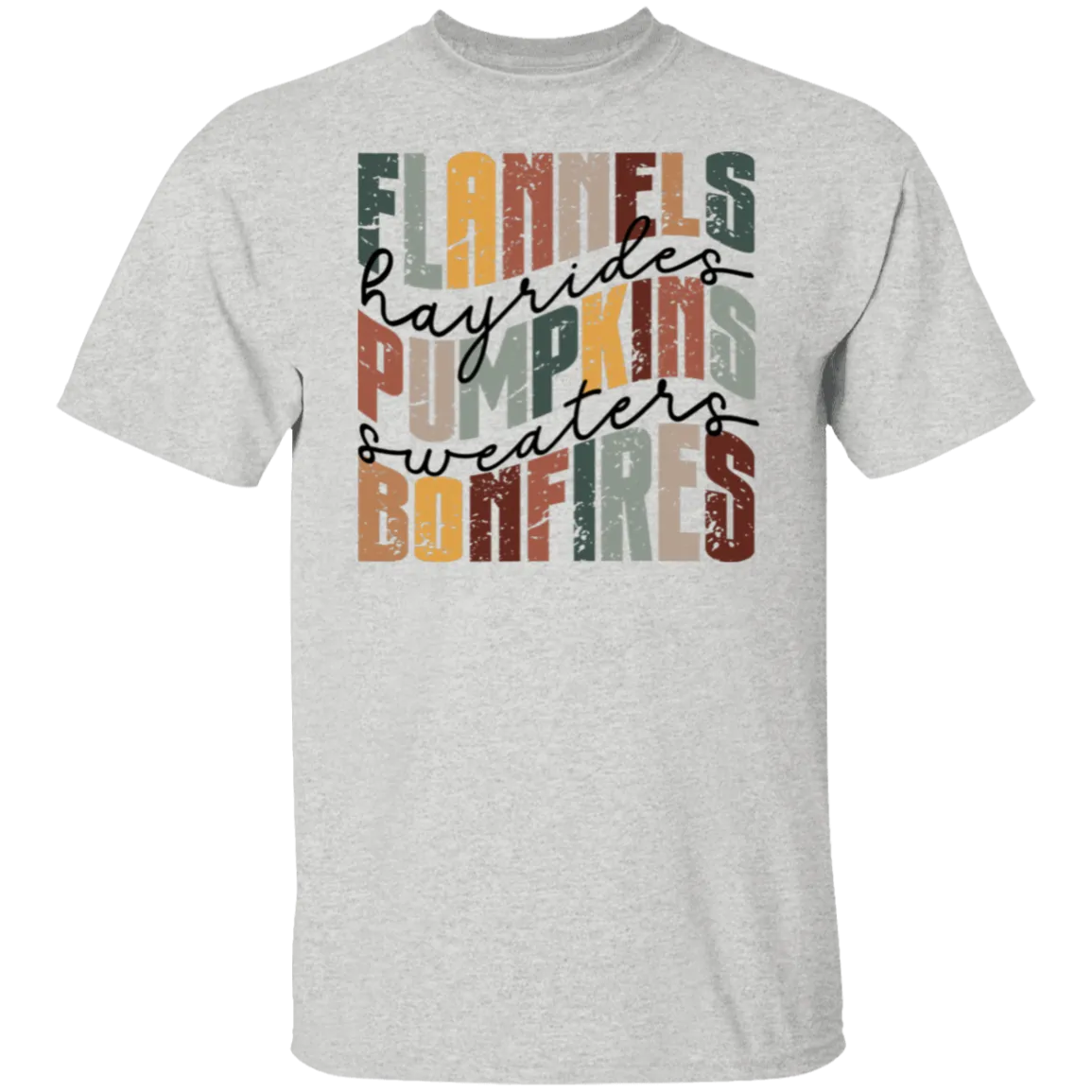 Flannels, Hayrides, and Bonfires Gildan T-Shirt – Embrace the Autumn Spirit!