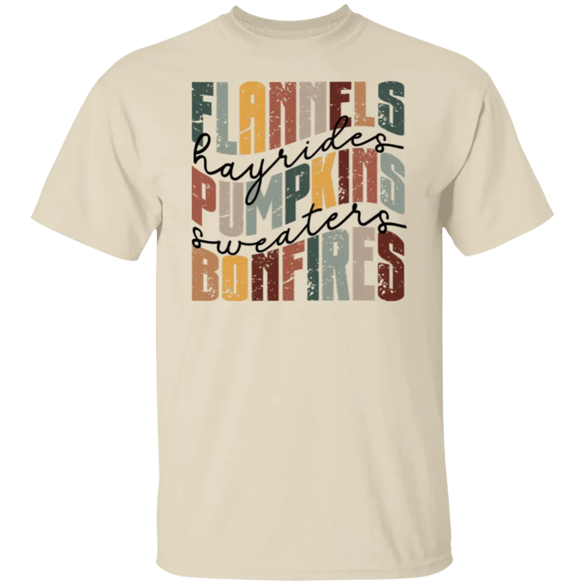 Flannels, Hayrides, and Bonfires Gildan T-Shirt – Embrace the Autumn Spirit!