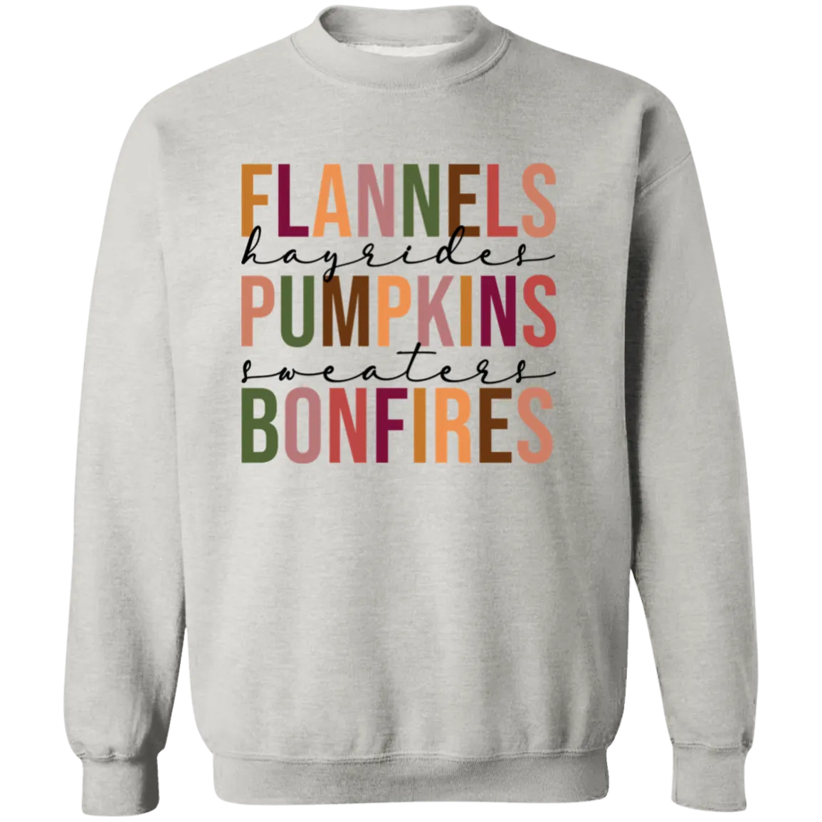 Flannels Hayrides Pumpkins Crewneck Pullover Sweatshirt