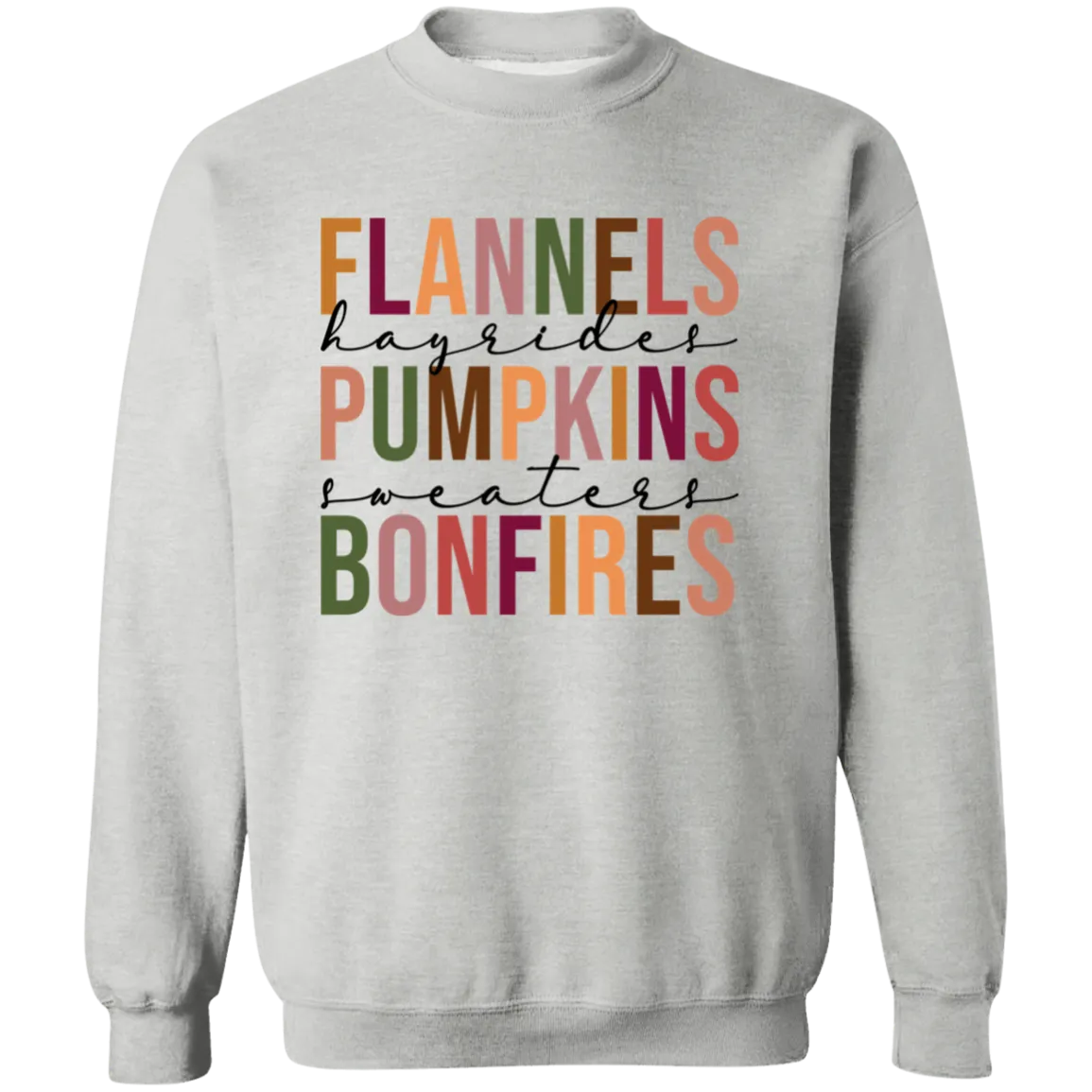 Flannels Hayrides Pumpkins Crewneck Pullover Sweatshirt