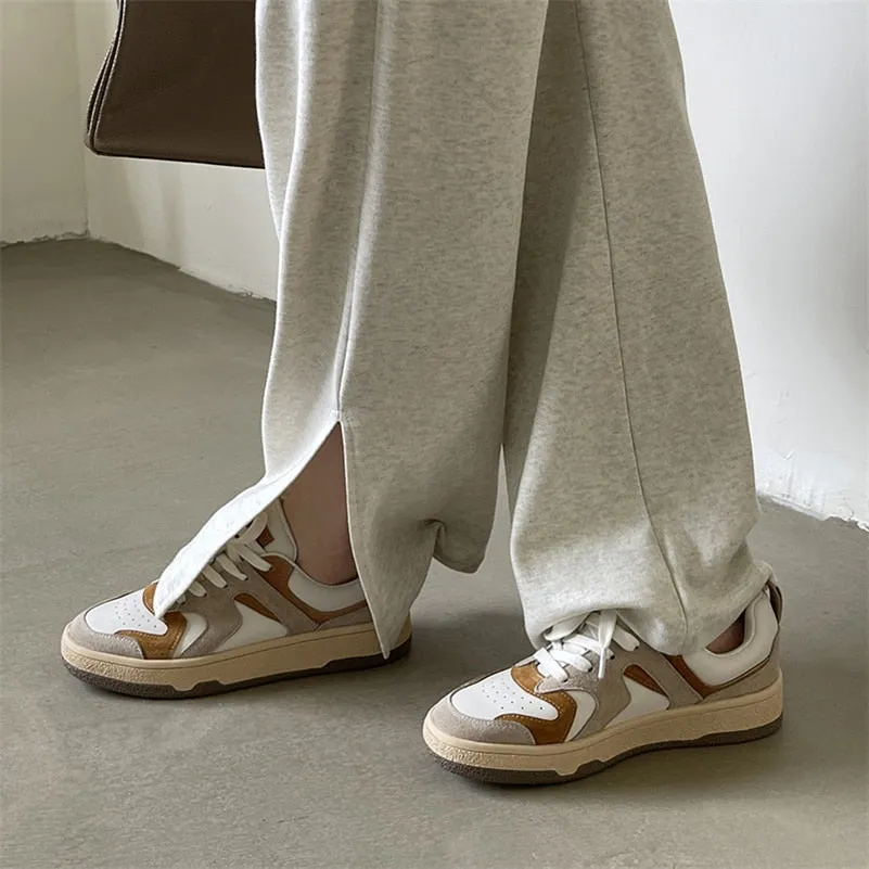 Flats Sneakers Women Shoes Natural Genuine Leather Flat