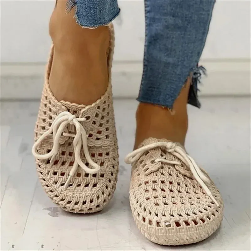 Flip-flops Summer Shoes Women Sandals Fashion Hollow Out Breathable Beach Shoes Lace-up Ladies Slippers Sandals
