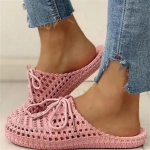 Flip-flops Summer Shoes Women Sandals Fashion Hollow Out Breathable Beach Shoes Lace-up Ladies Slippers Sandals