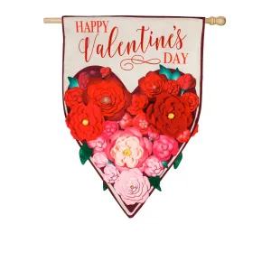 Floral Ombre Heart House Linen Flag,13l8957bl
