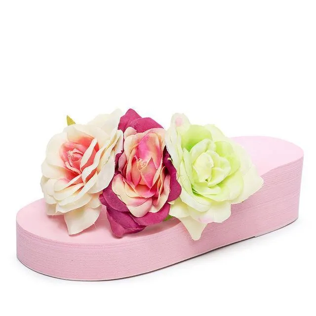 Flower Platform Flip Flops or Beach Sandals